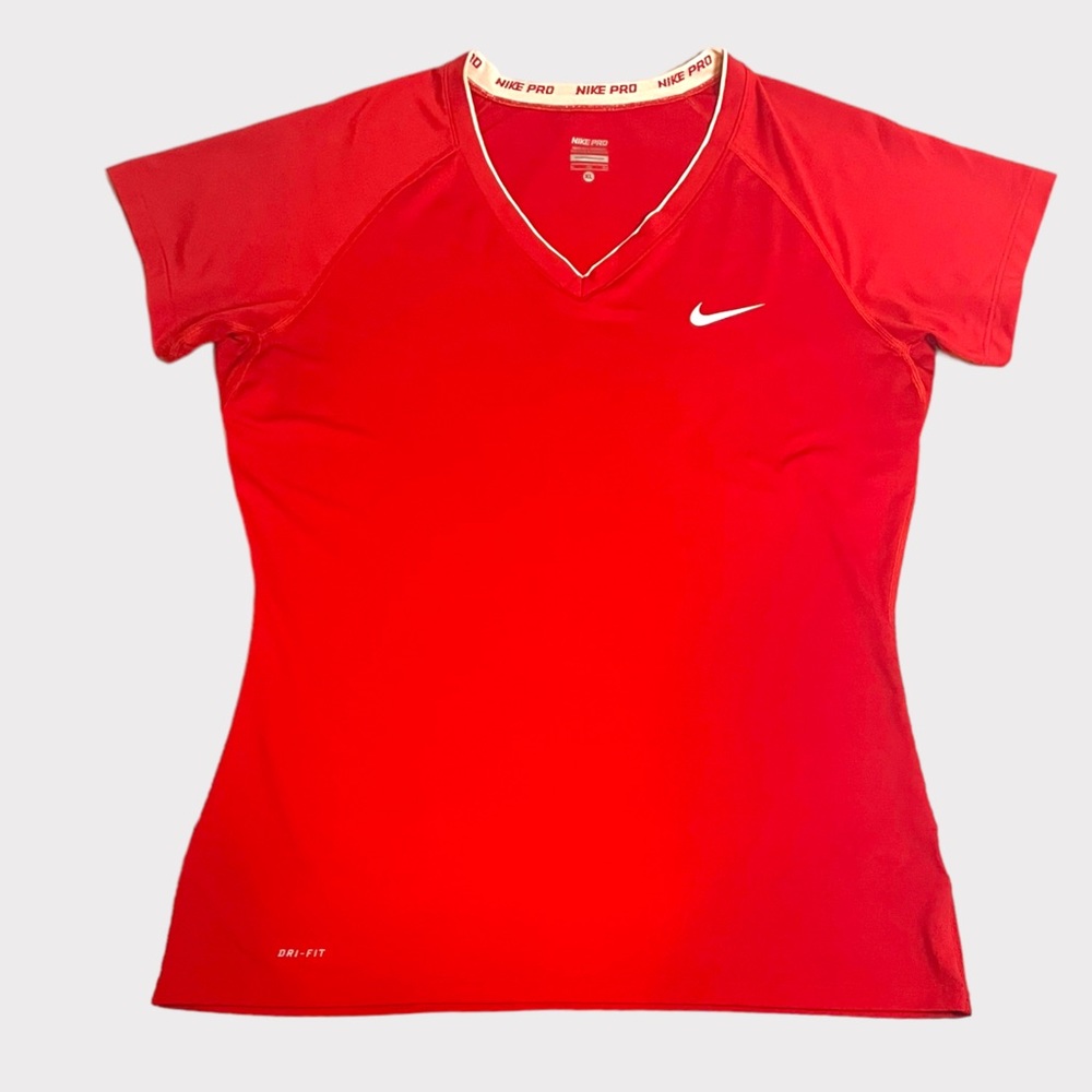 Nike Pro - Women’s Dri-Fit V-Neck T-Shirt - Red - Size XL